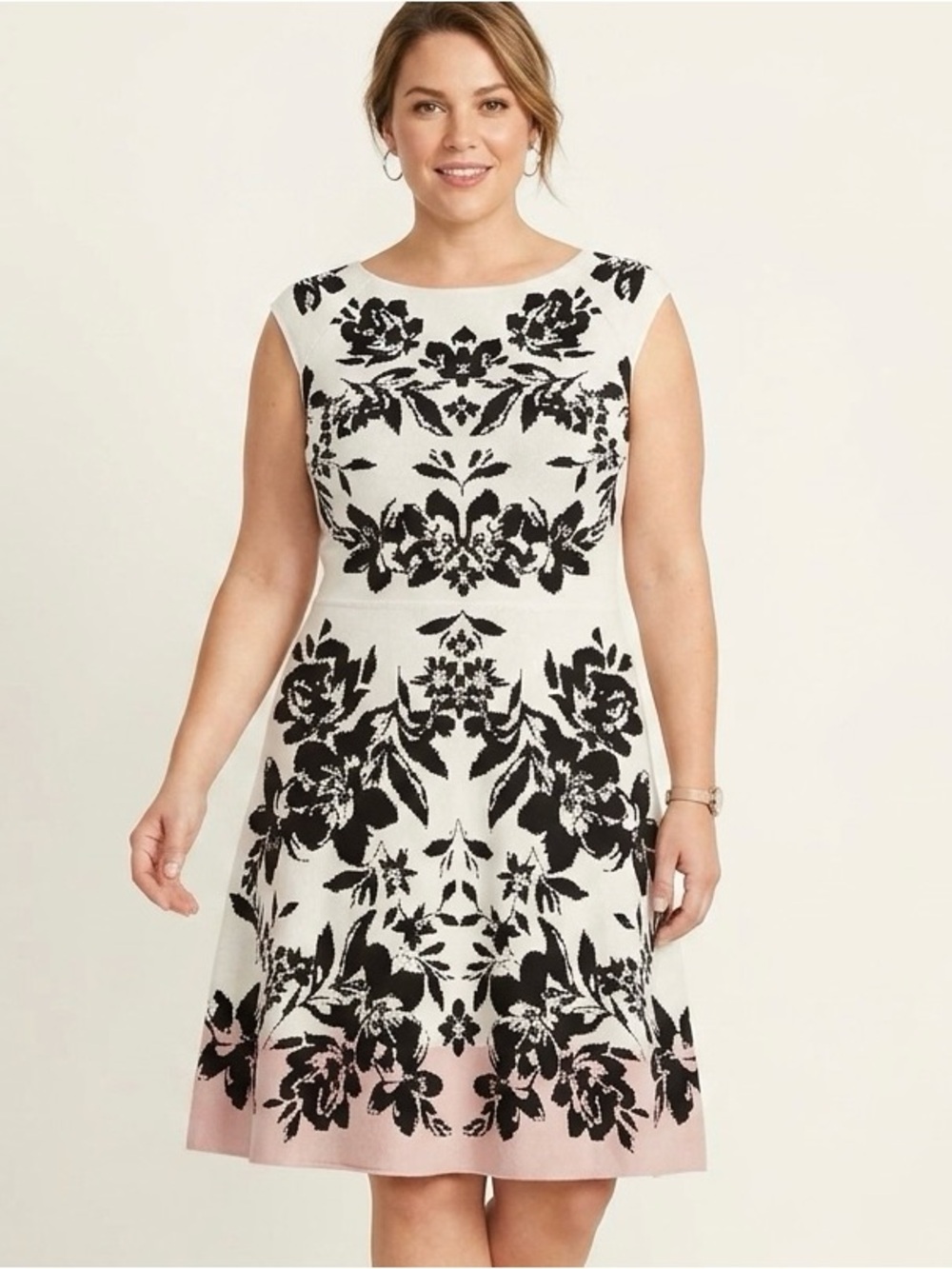NEW Eliza J Nordstrom Fit & Flare Knit Dress Large Coquette Floral Romantic NWT